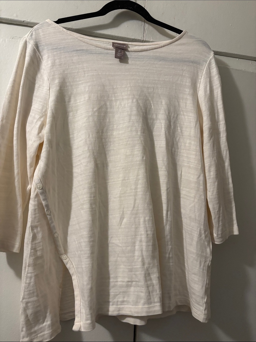 Chico's Cream Button-Trim Boatneck Tunic